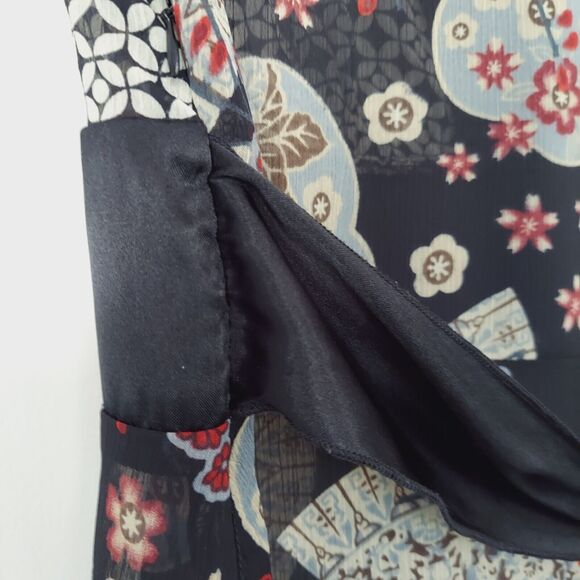 Speechless Sleeveless Y2K V-Neck Blouse Sz. Large Red Black Satin Chiffon - Picture 7 of 8